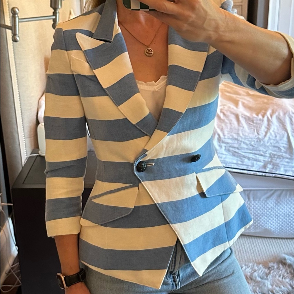 SMYTHE Blue and White Striped blazer - size 2/4